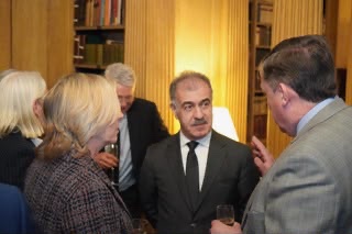 H.E. Safeen Dizayee in conversation with guests at a Kurdistan Society gathering